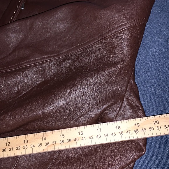 Chico’s Women’s Leather Shell Zip-Up Jacket Size 3 Brown - Picture 5 of 6